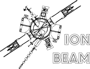 IonBeam logo, showing a stylized scientific instrument with ion streams.